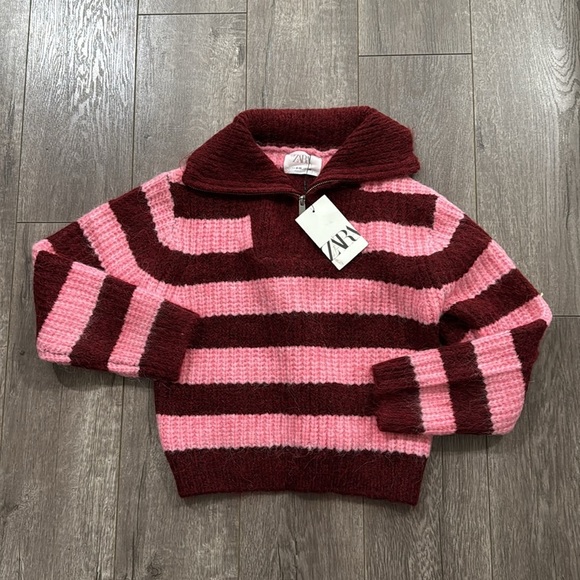 NWT Zara zippered striped pull over sweater 9/10 - Picture 2 of 3